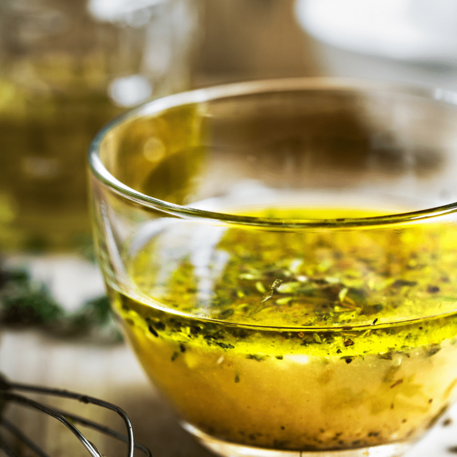 Copycat Olive Garden Dressing in a glass bowl