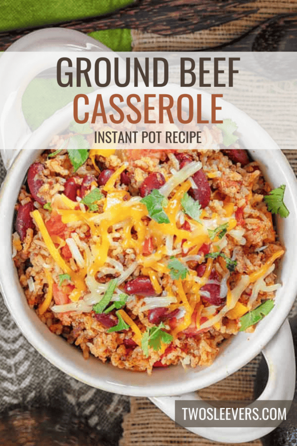Ground Beef Casserole Pin with text overlay