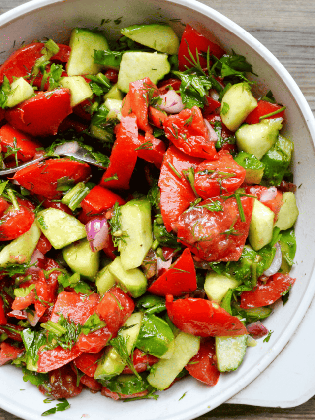 Cucumber Tomato Onion Salad Low Carb Vegetable Salad TwoSleevers