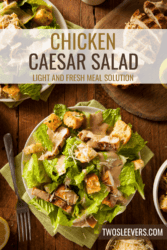 Chicken Caesar Salad Pin with text overlay