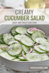 Creamy Cucumber Salad Pin with text overlay