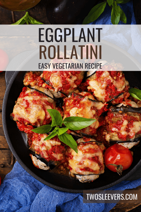 Eggplant Rollatini Pin with text overlay