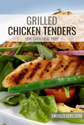 Grilled Chicken Tenders Pin with text overlay