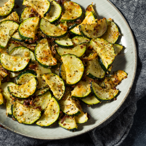 Roast Shallot, Garlic, and Zucchini Salad Recipe, @Atkins, Recipe