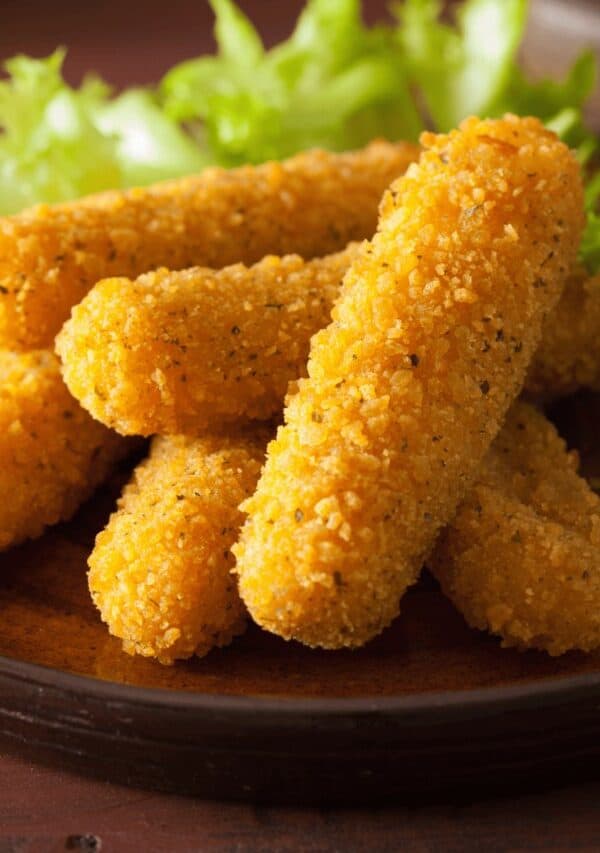 Close up image of air fryer mozzarella sticks