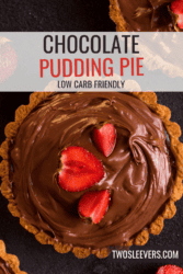 CHocolate Pudding Pie Pin with text overlay
