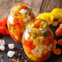 Giardiniera in two glass jars