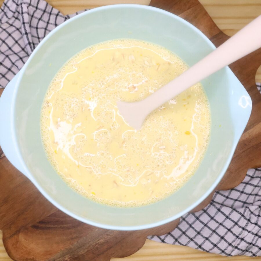 Batter for blueberry baked oatmeal in a bowl