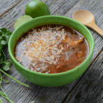 Chicken Fajita Soup in a green bowl - 9
