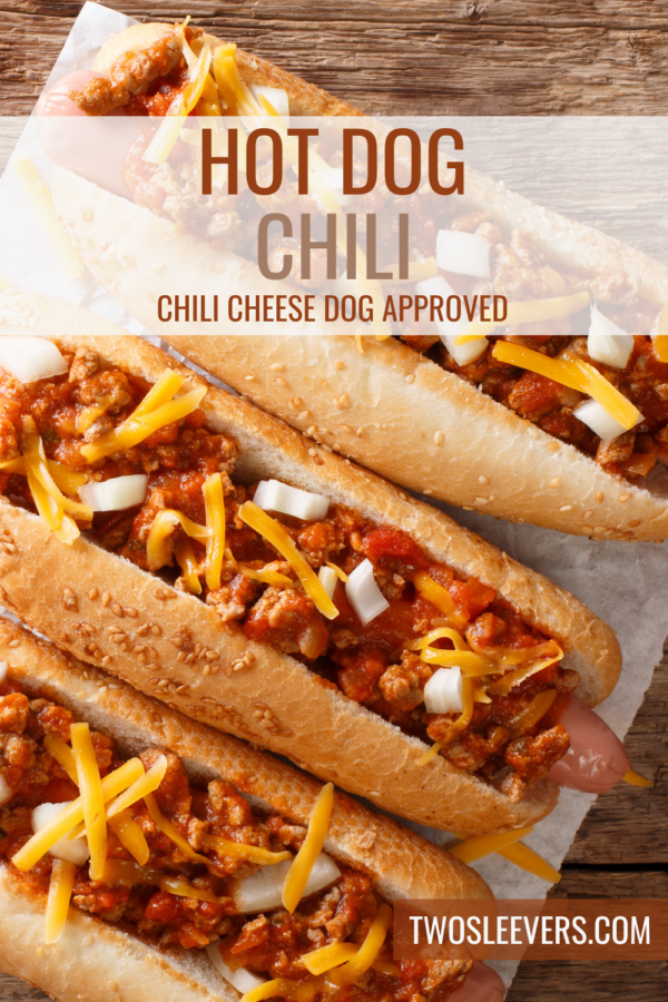 Hot Dog Chili Pin with text overlay