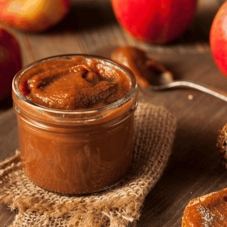 Instant Pot Apple Butter in a mason jar