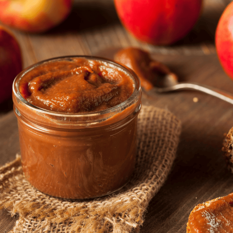Instant Pot Apple Butter in a mason jar