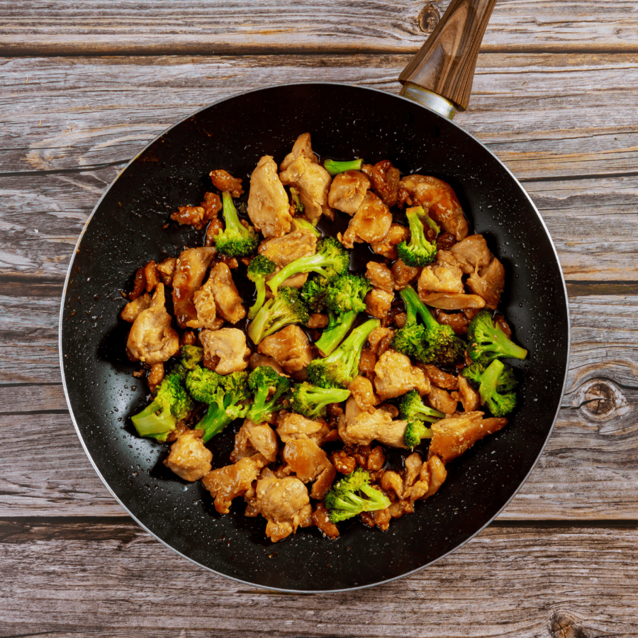 A Chicken and Broccoli recipe in a skillet