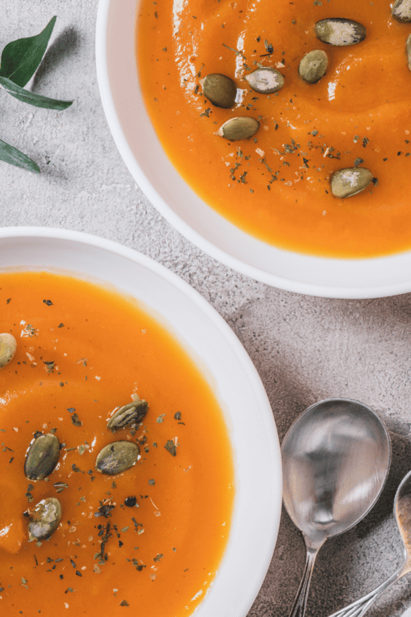 Overhead image of Instant Pot Pumpkin Soup