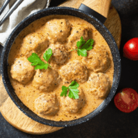 Overhead image of Meatballs in Gravy