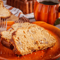 Sliced Pumpkin Banana Bread on a plate
