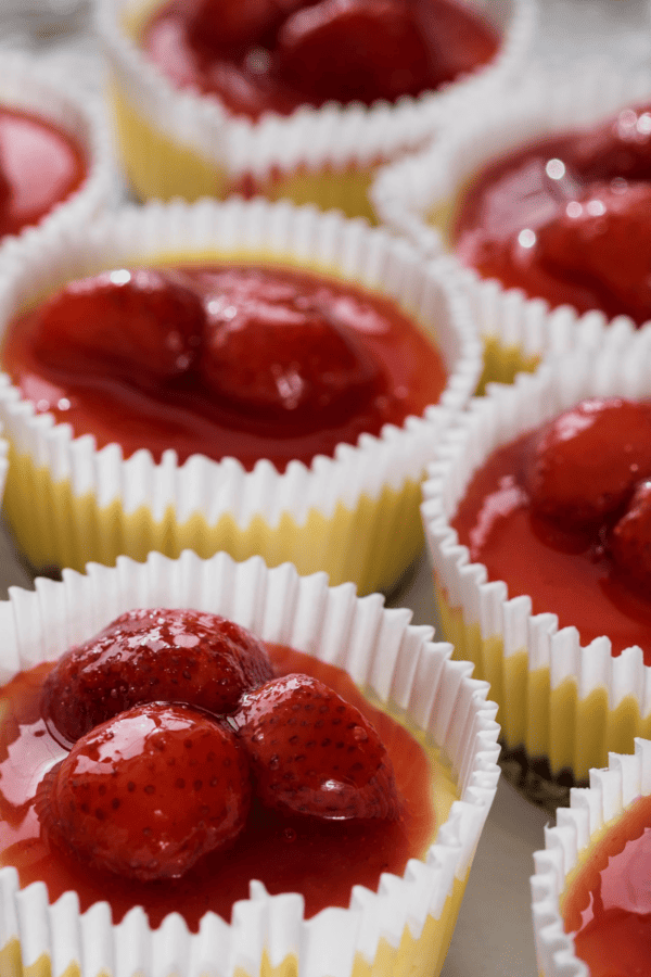 Close up image of Strawberry Mini Cheesecakes
