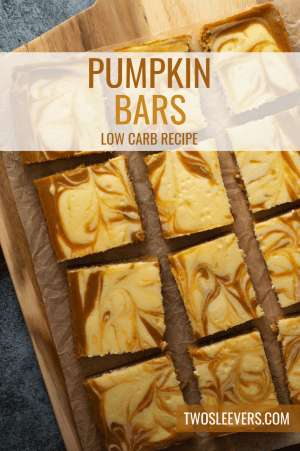 Low Carb Pumpkin Bars Pin with text overlay