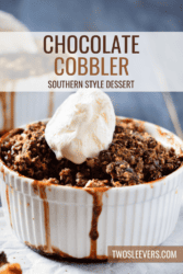 chocolate cobbler Pin with text overlay