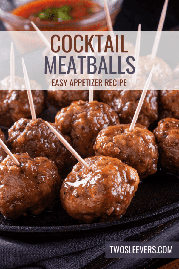 Cocktail Meatballs Pin with text overlay