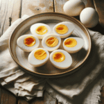 Instant Pot Hard Boiled Eggs on a plate with a neutral background