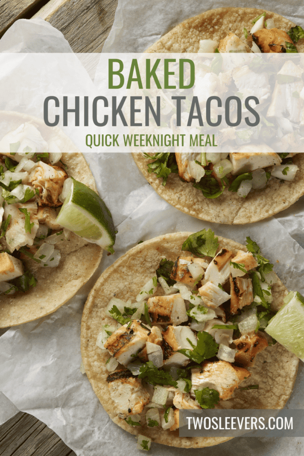 Baked Chicken Tacos Pin with text overlay