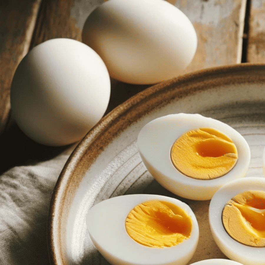 Close up image of Instant Pot Hard Boiled Eggs on a plate