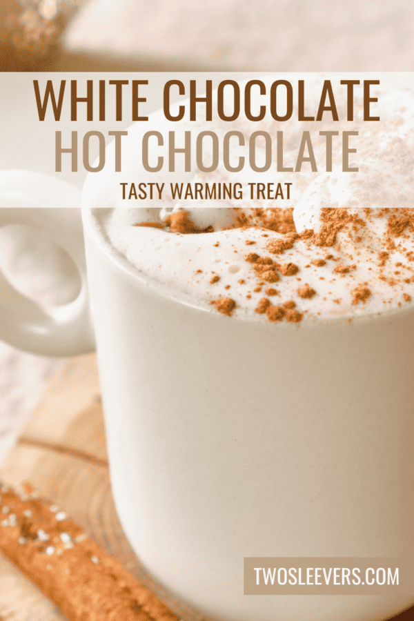 white chocolate hot chocolate pin with text overlay