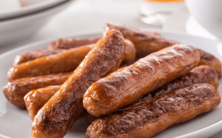 Air Fryer Sausage Links on a white plate