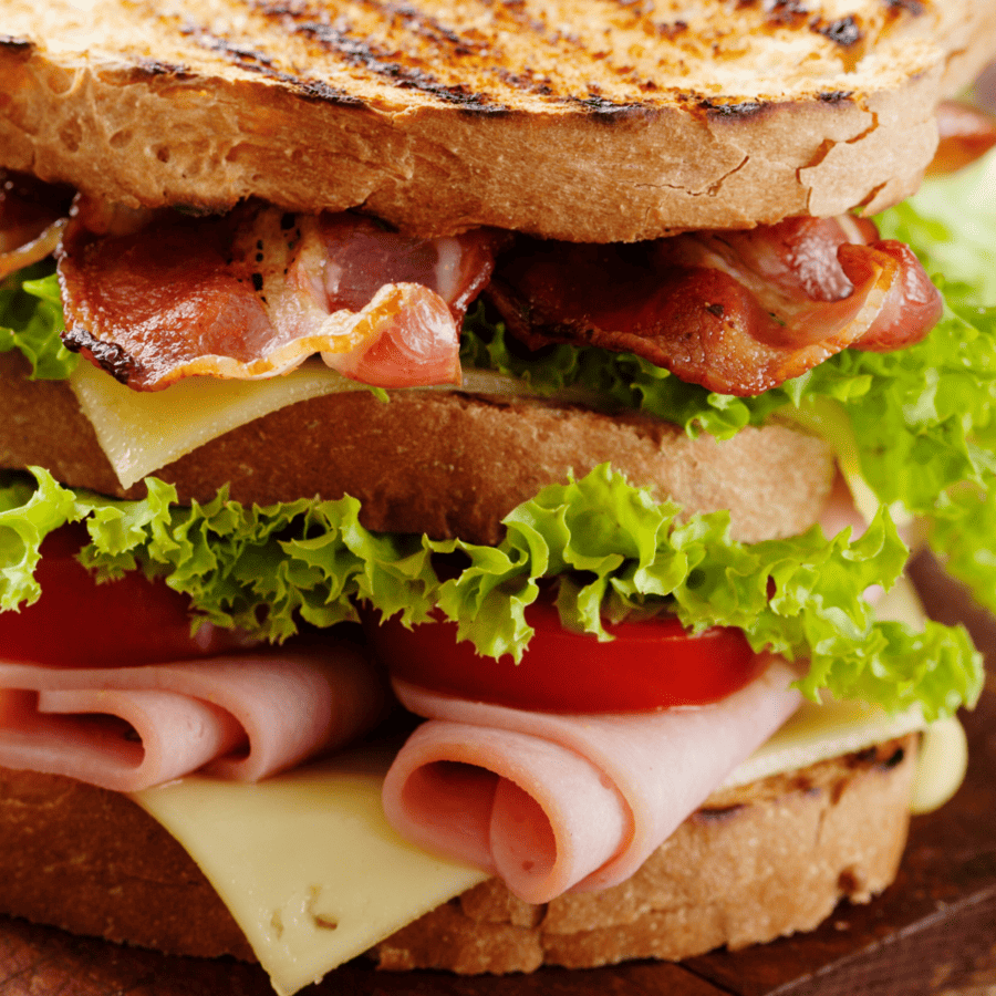 Close up image of a Club Sandwich recipe