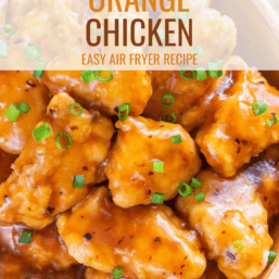Air Fryer Orange Chicken Pin with text overlay