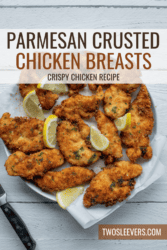 Parmesan Crusted Chicken Pin with text overlay