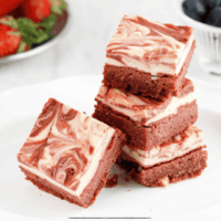 Red Velvet Brownies on a white plate