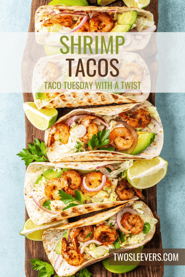 Shrimp Tacos Pin with text overlay