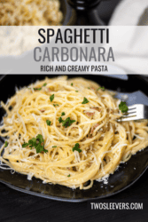 Spaghetti Carbonara Pin with text overlay