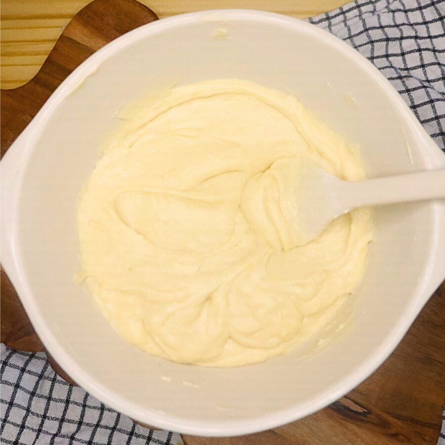 prepared loaf cake batter in a bowl