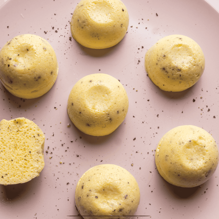 Overhead image of Egg Muffins on a pink plate