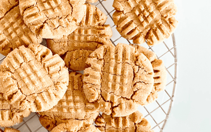 Keto Peanut Butter Cookies cooling on a wire rack