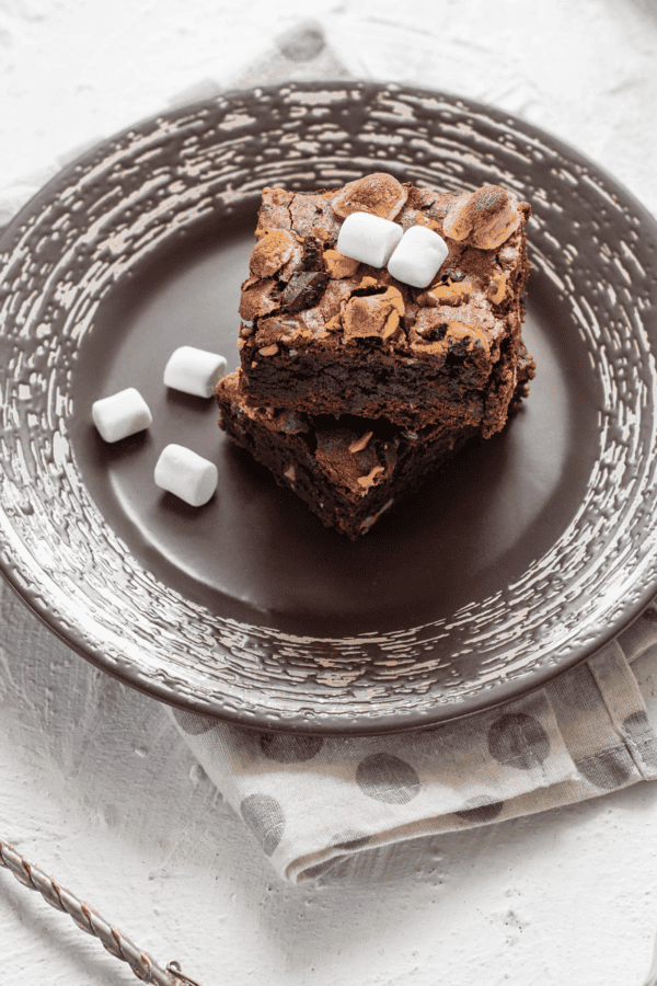 Overhead image of S'mores Brownies on a plate