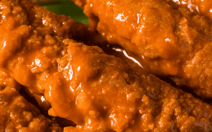 Close up image of buffalo chicken tenders