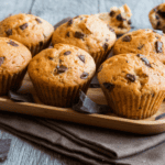 Chocolate Chip Muffins on a wooden serving tray - 8