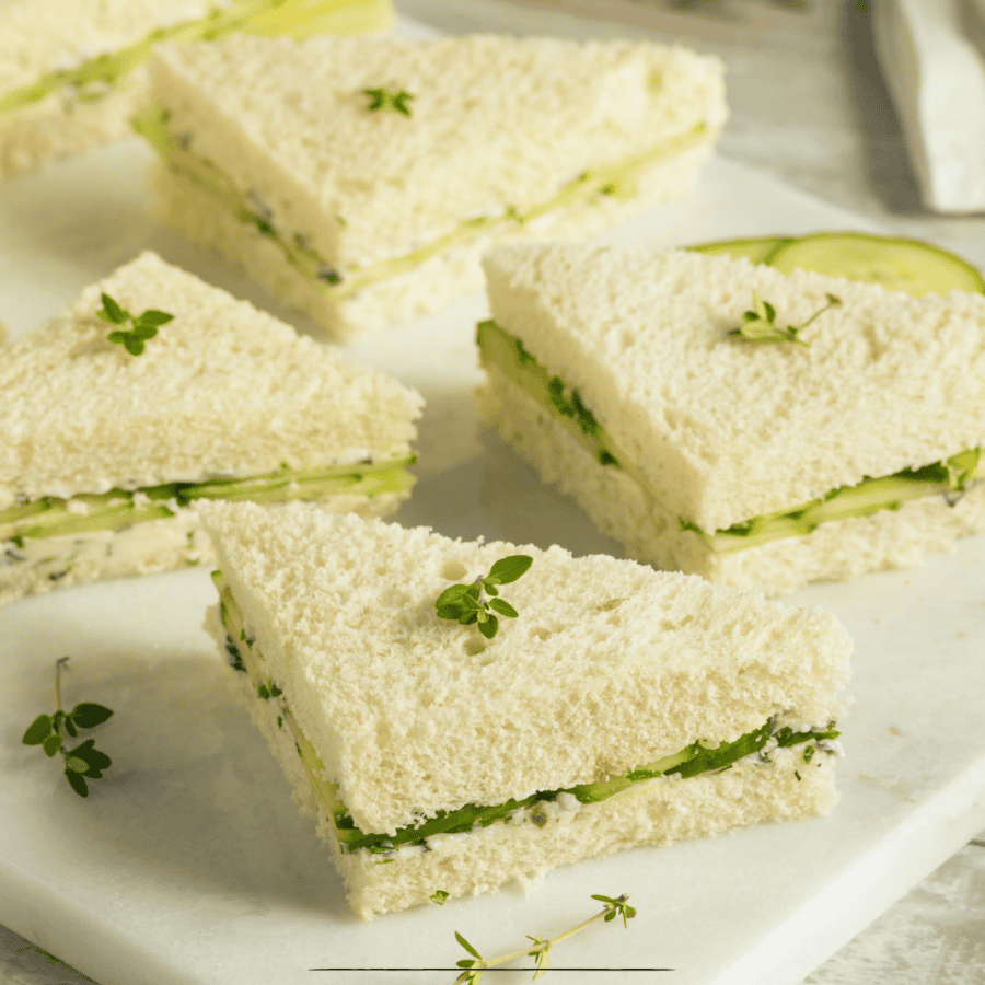 Close up image of cucumber sandwiches