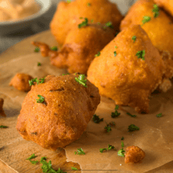Hush Puppies on parchment paper