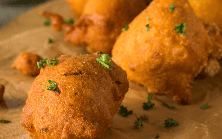Hush Puppies on parchment paper
