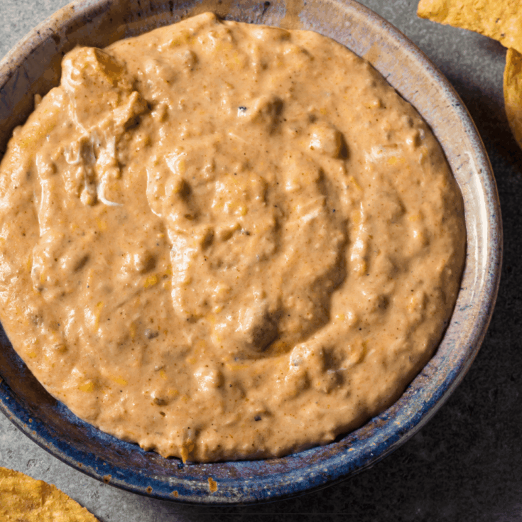 Overhead image of refried bean dip