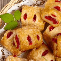 Close up image of a strawberry danish recipe