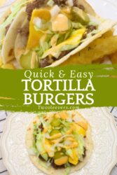 Tortilla Burger Pin with text overlay