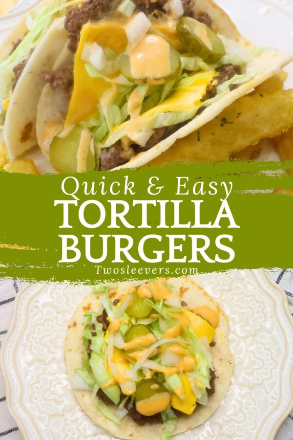 Tortilla Burger Pin with text overlay