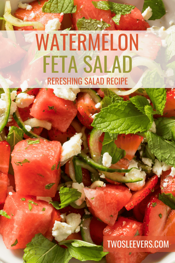 Watermelon Feta Salad Pin with text overlay