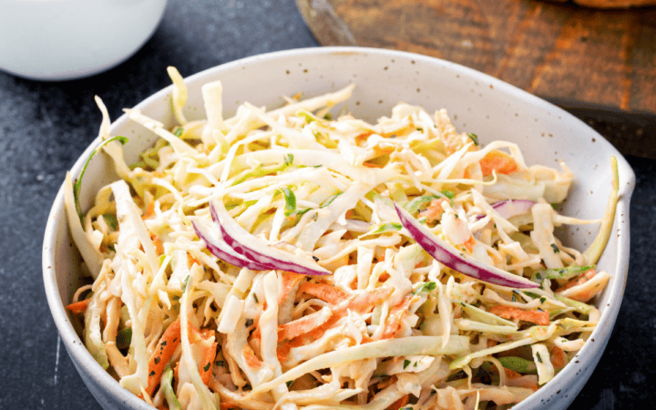 Overhead image of Broccoli Slaw in a bowl